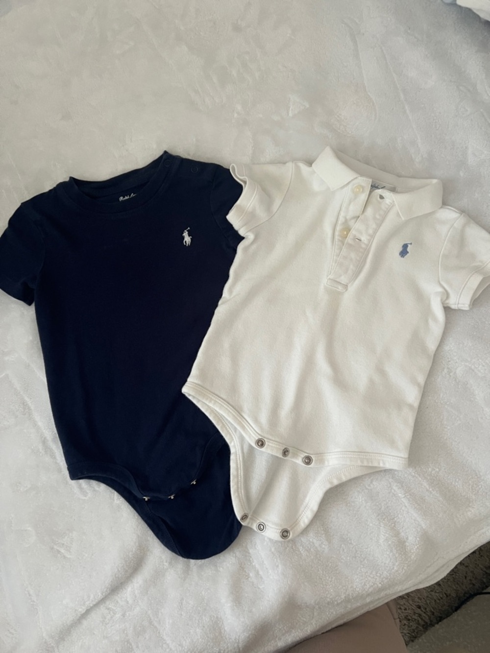 Ralph Lauren Navy & White Baby Polo Bodysuit Set